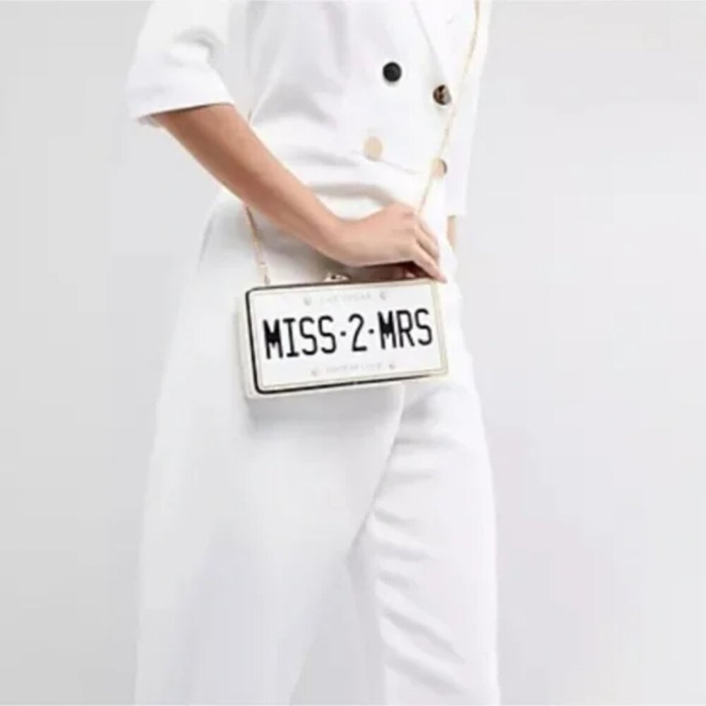 ALDO Las Vegas Miss 2 Mrs Wedding Bridal Clutch Purse Handbag